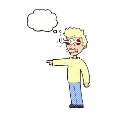 cartoon man with popping out eyes thought bubble N28