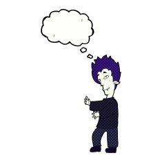 cartoon vampire with thought bubble N126