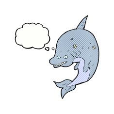 cartoon shark with thought bubble N40