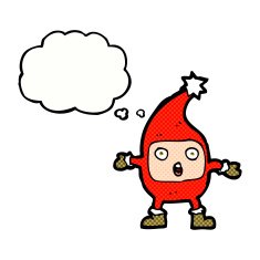 cartoon funny christmas creature with thought bubble N20