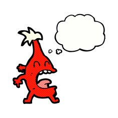 cartoon funny christmas creature with thought bubble N21