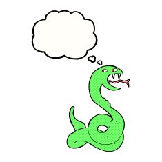 cartoon hissing snake with thought bubble N19