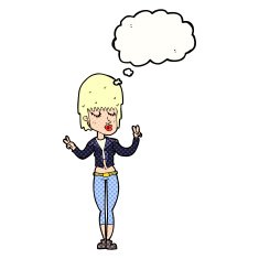 cartoon cool girl with thought bubble N28