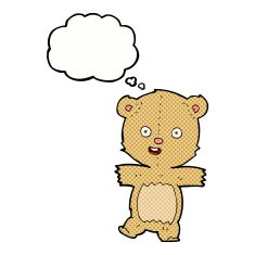 cartoon dancing teddy bear with thought bubble N2