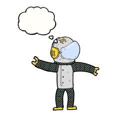cartoon astronaut with thought bubble N116