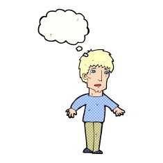 cartoon surprised man with thought bubble N135