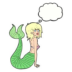 cartoon mermaid with thought bubble N64