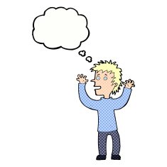 cartoon excited boy with thought bubble N144