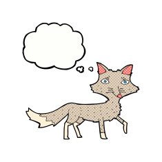 cartoon little wolf with thought bubble N26