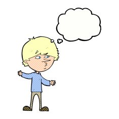 cartoon curious man with thought bubble N66