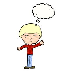 cartoon mean man with thought bubble N19