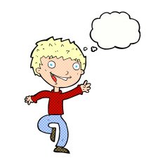 cartoon excited boy with thought bubble N148