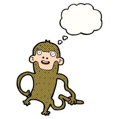 cartoon monkey with thought bubble N33