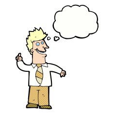 cartoon man with good idea thought bubble N19