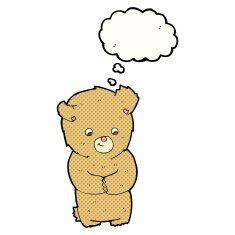 cartoon teddy bear with thought bubble N103