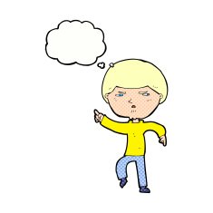 cartoon annoyed man with thought bubble N79