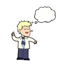 cartoon man with good idea thought bubble N20