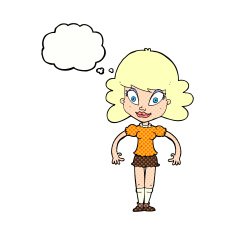 cartoon pretty woman with thought bubble N270