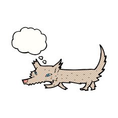 cartoon little wolf with thought bubble N27