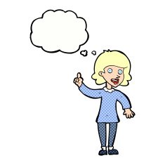 cartoon woman with idea thought bubble N240