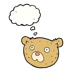 cartoon teddy bear with thought bubble N105
