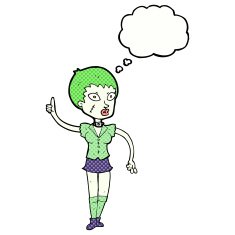 cartoon halloween girl with thought bubble N20