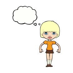 cartoon girl with thought bubble N20