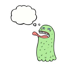 cartoon funny ghost with thought bubble N20
