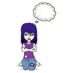 cartoon vampire girl with thought bubble N219