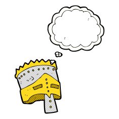 cartoon king's armor with thought bubble N2