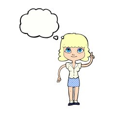 cartoon woman with idea thought bubble N241
