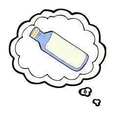 cartoon water bottle with thought bubble N4