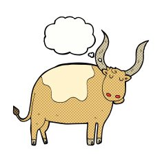 cartoon ox with thought bubble N8