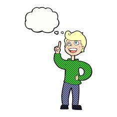 cartoon boy with great idea thought bubble N10