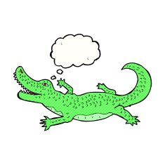 cartoon crocodile with thought bubble N40