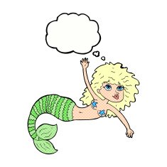 cartoon pretty mermaid with thought bubble N38
