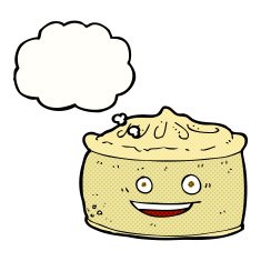 cartoon pie with thought bubble N2