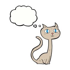 cartoon cat with thought bubble N40