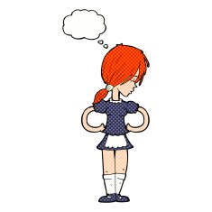 cartoon waitress with thought bubble N30