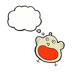 funny cartoon christmas robin with thought bubble N6