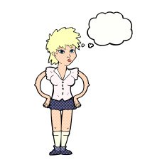 cartoon woman with hands on hips thought bubble N218