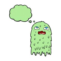 gross cartoon ghost with thought bubble N15