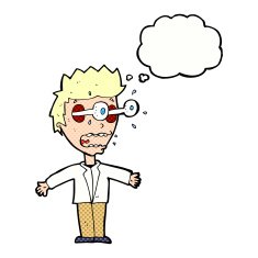 cartoon staring man with thought bubble N17