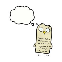 cartoon owl with thought bubble N64