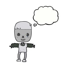cartoon robot with thought bubble N174