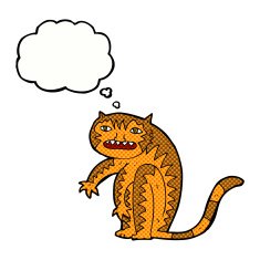 cartoon tiger with thought bubble N6
