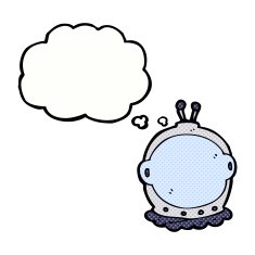 cartoon astronaut helmet with thought bubble N30
