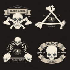 Set of retro vintage badge symbol or logotype with skull