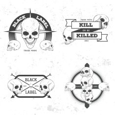 Set of retro vintage badge symbol with skull N3