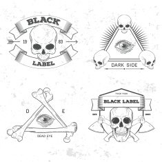 Set of retro vintage badge symbol with skull N4